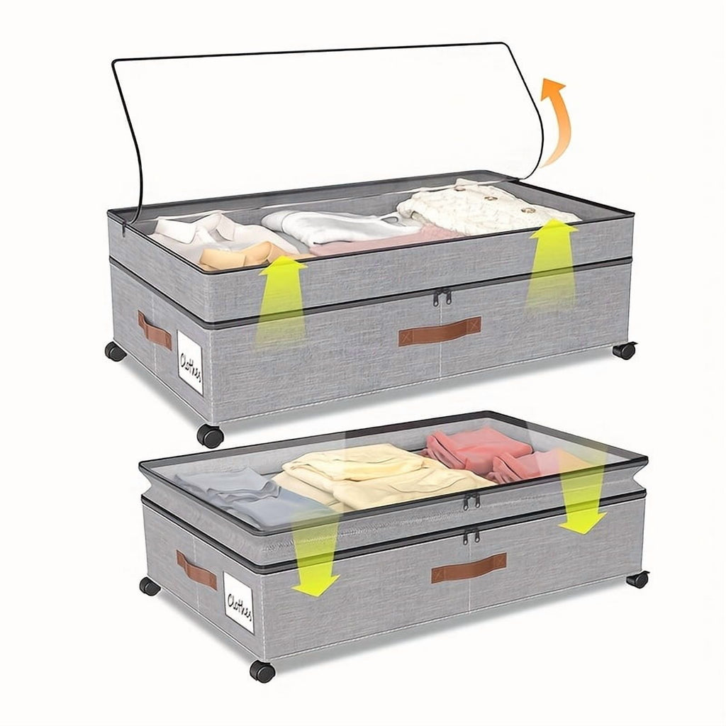 2-Pack Under-Bed Storage Bins with Wheels & Clear Window S5454