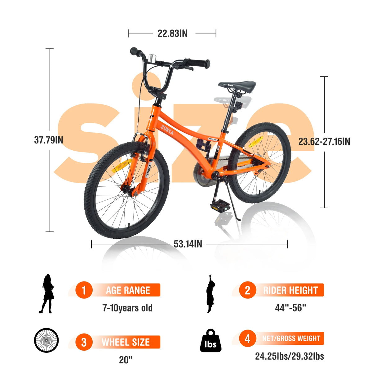 20 Inch Single Speed Boys Bike with Steel Frame Orange I28481