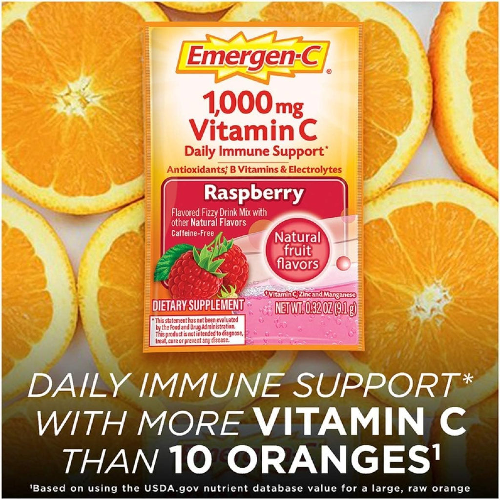 1000mg Vitamin C Powder, Raspberry Flavor, 0.32 Ounce (Pack of 30) H338