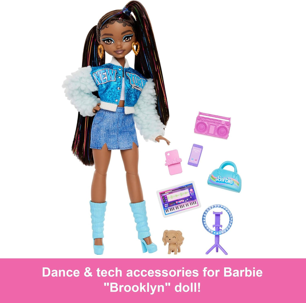9 Music Themed Posable Fashion Doll with Long Black Hair A732069