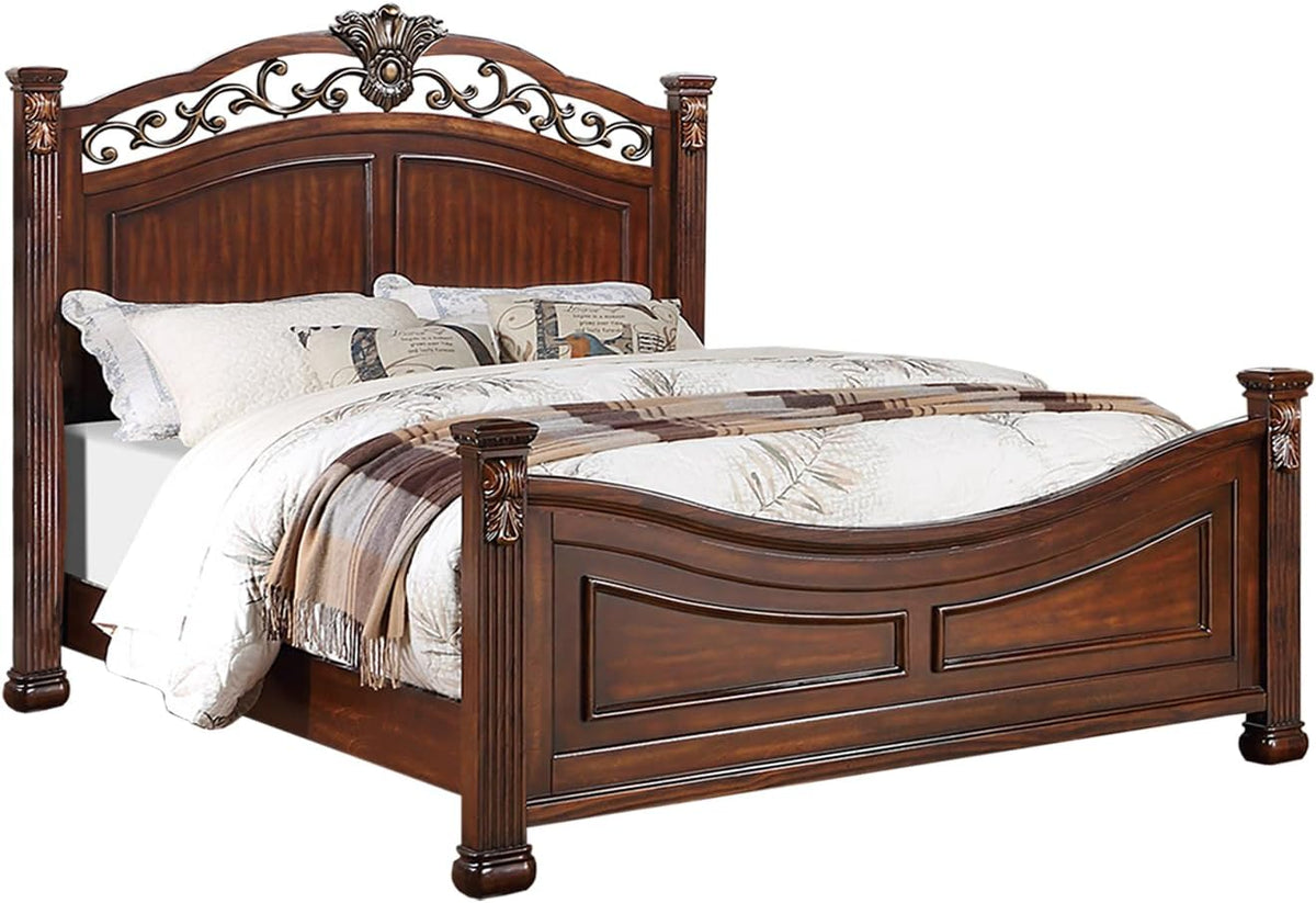Dark Cherry Wooden California King Bed X1206