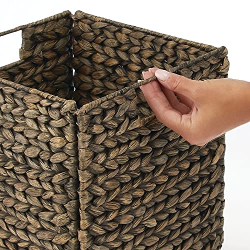 Black Wash Woven Hyacinth Cube Organizer Basket with Handles, 8 Pack D958735
