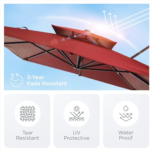 9' X 12' Cantilever Patio Umbrella 360° Rotation Rectangular Outdoor Umbrella, Turquoise O68569