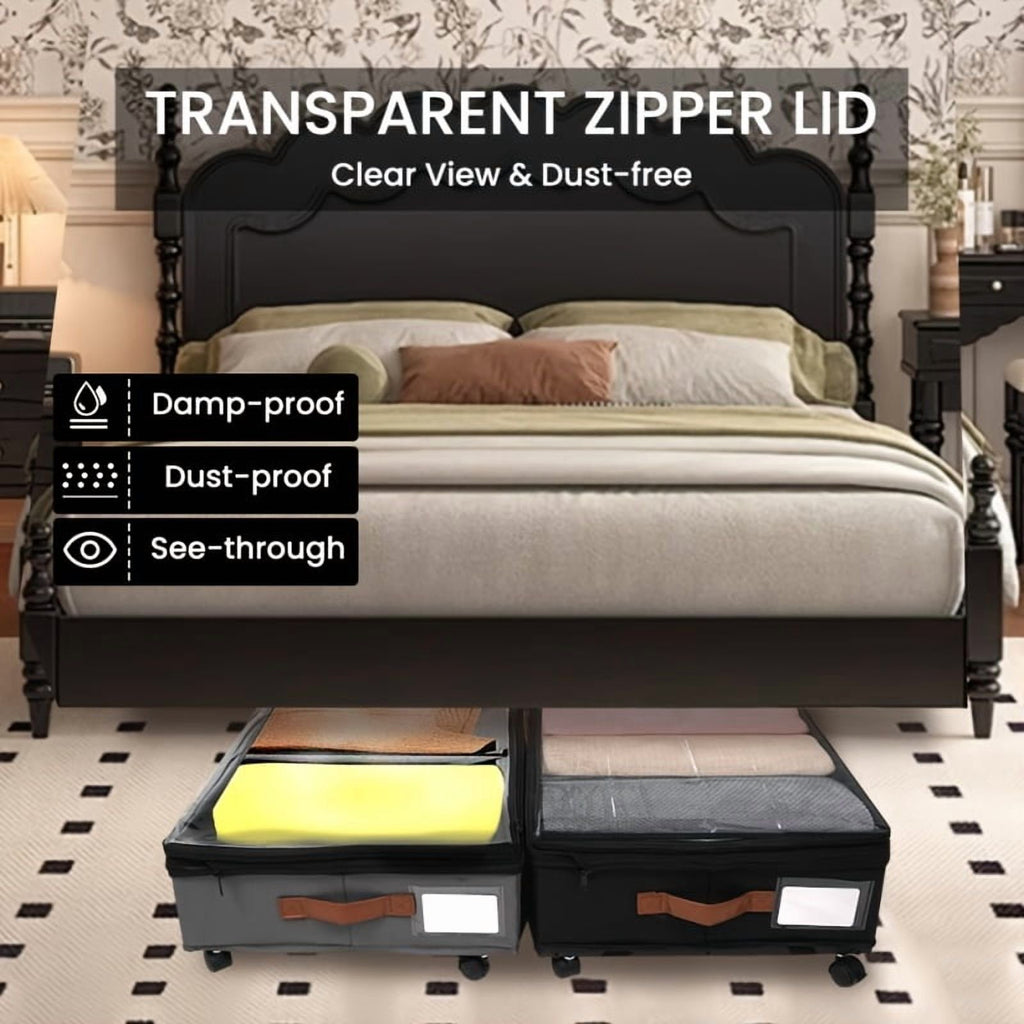 2-Pack Under-Bed Storage Bins with Wheels & Clear Window S5454