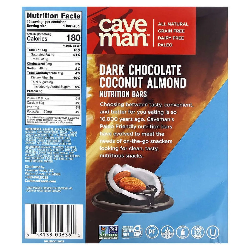 Dark Chocolate Almond Coconut Nutrition Bars -- 12 V876062