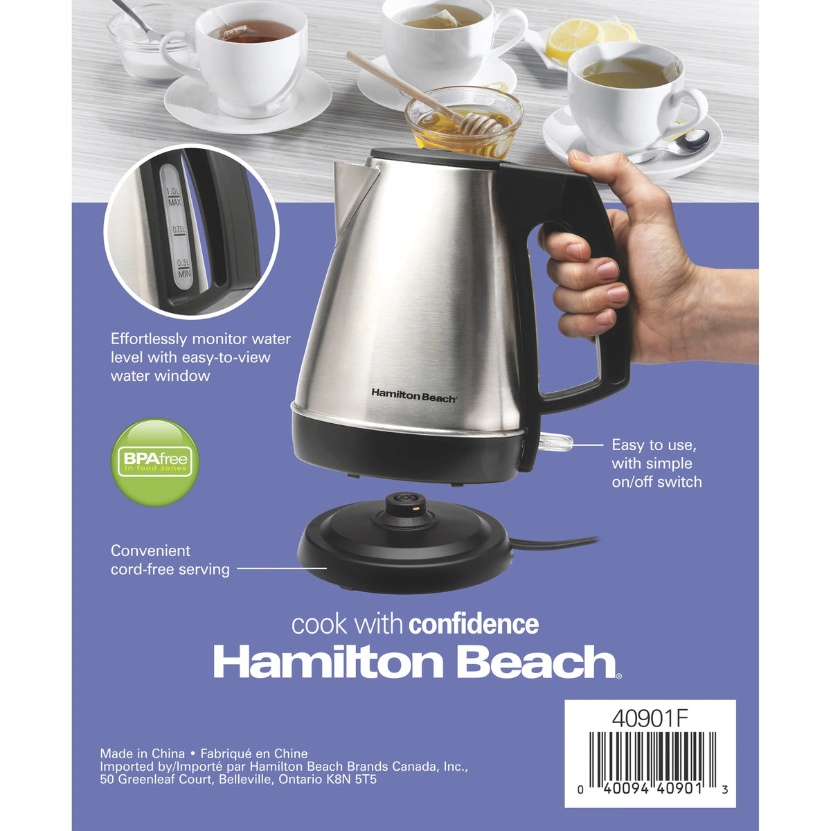 1 Liter Stainless Steel and Black Electric Kettle S14597