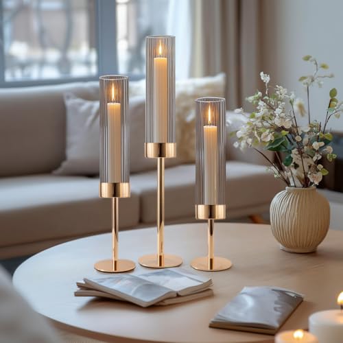 Black Glass Taper Candlestick Holders Set of 6 P37591