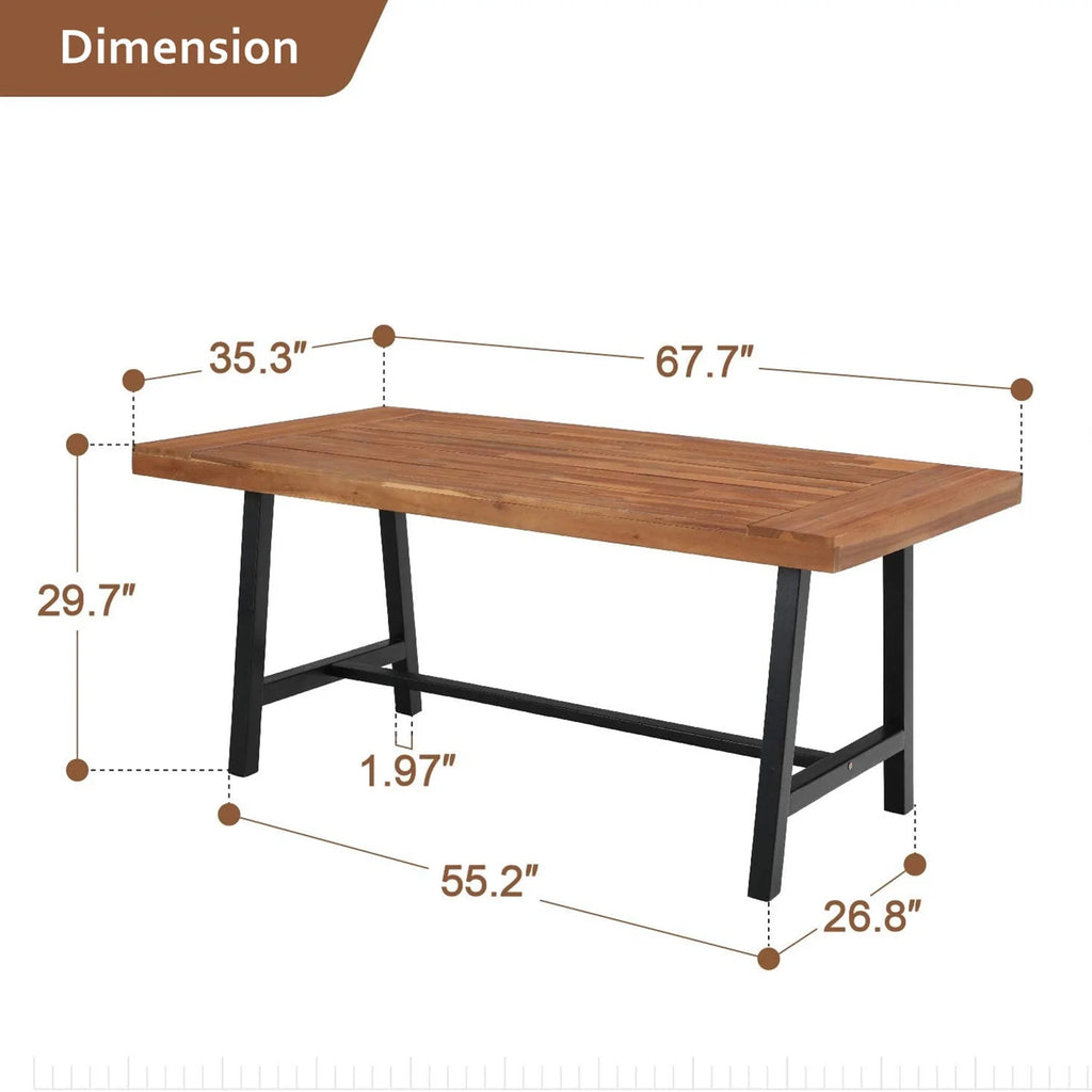 68”L Outdoor Acacia Wood Rectangular Dining Table A871