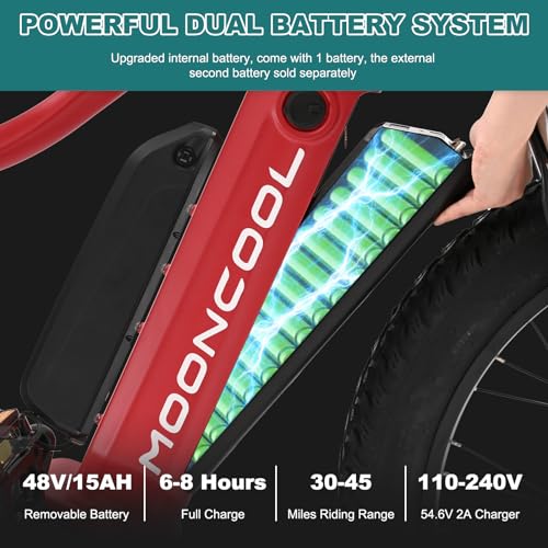 26" x 4" Fat Tire Electric Mountain Bike with 48V 15Ah Removable Battery, 7 Speed Dual Motor Aluminum Ebike E288255