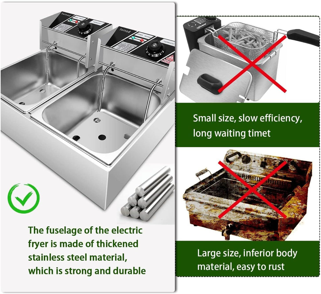 12 Liter 3400W Adjustable Temperature Deep Fryer with Basket I2572