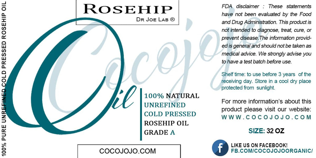 100% Pure Unrefined Cold Pressed Rosehip Oil - 32 Oz G9662