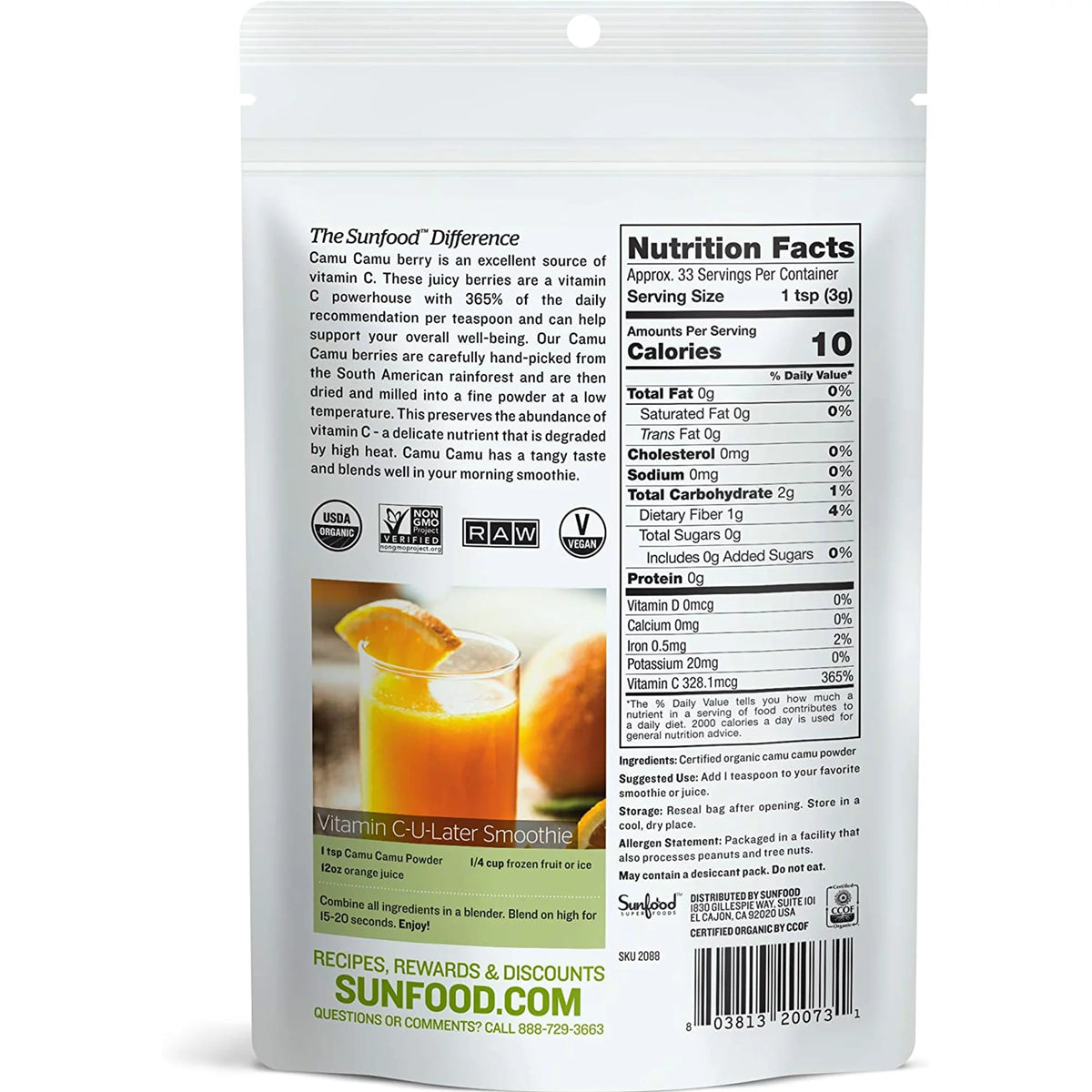 Raw Organic Camu Camu Powder, 3.5 oz H29096