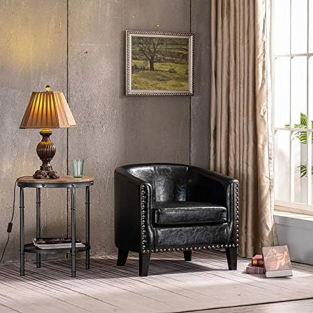 Set of 2 Faux Leather Barrel Chairs R713