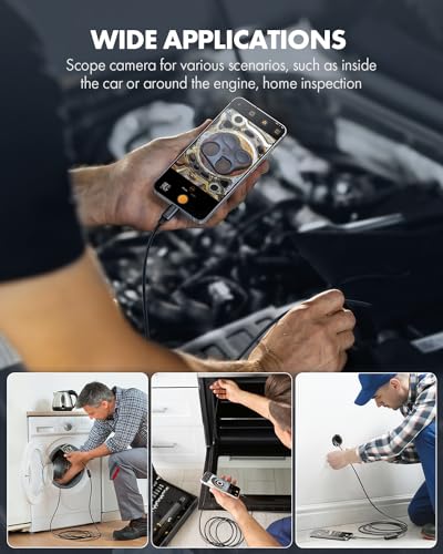 Dual Lens Endoscope Camera with Light, 1080P HD Borescope with 8 LED Lights, USB Endoscope with 16.5ft Semi-Rigid Snake Camera, IP67 Waterproof Inspection Camera X957