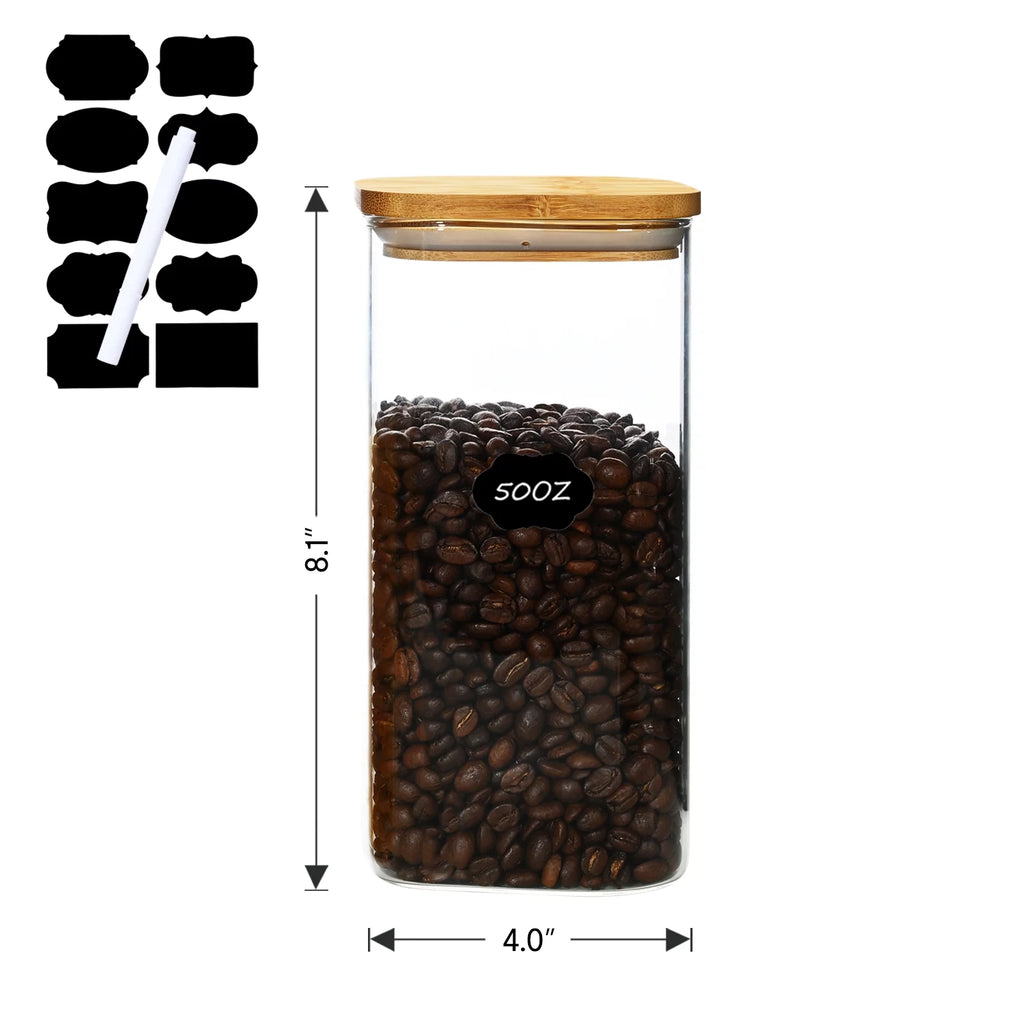 3 Pack 50OZ Glass Storage Jars with Bamboo Lids J9992