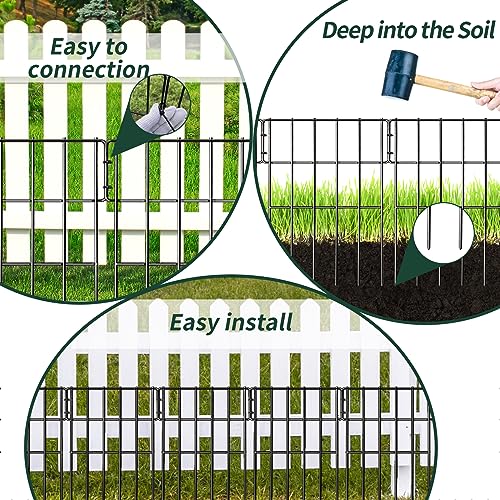 25 Pack No Dig Rustproof Metal Garden Fence, 27ft x 17inch Y898757