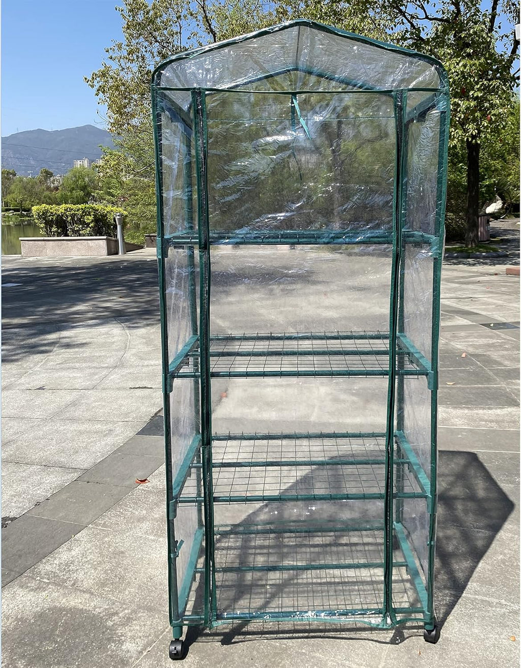 4 Tiers Indoor Outdoor Greenhouse with Wheels M7611