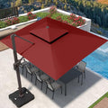 9' X 12' Cantilever Patio Umbrella 360° Rotation Rectangular Outdoor Umbrella, Turquoise O68569