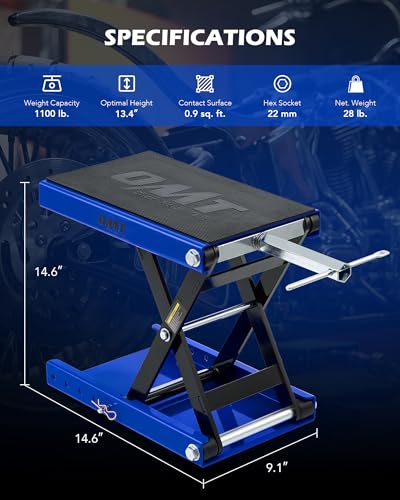 1100lb Motorcycle Scissor Lift Jack with Wide Deck T Handle I302