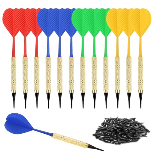 12 Pcs Soft Tip Darts Set with 100 Black 2BA Replacement Tips J9273
