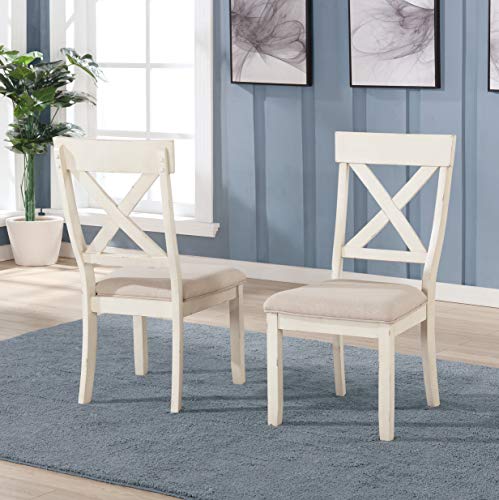5-Piece Dining Table Set with Cross Back Chairs, Blue and Brown N5625