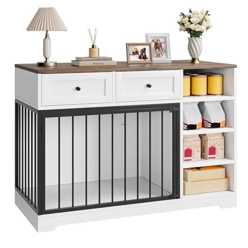 Black Wooden Dog Crate with 2 Drawers and 4 Shelves M2318