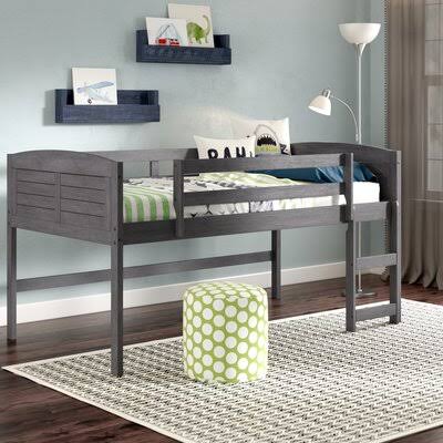 Twin Low Loft Bed Frame Antique Gray H7939