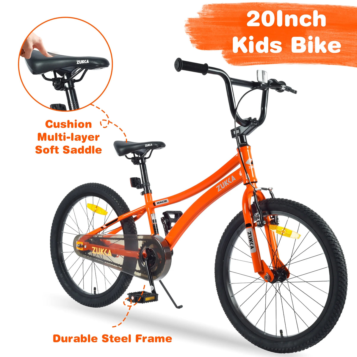 20 Inch Single Speed Boys Bike with Steel Frame Orange I28481