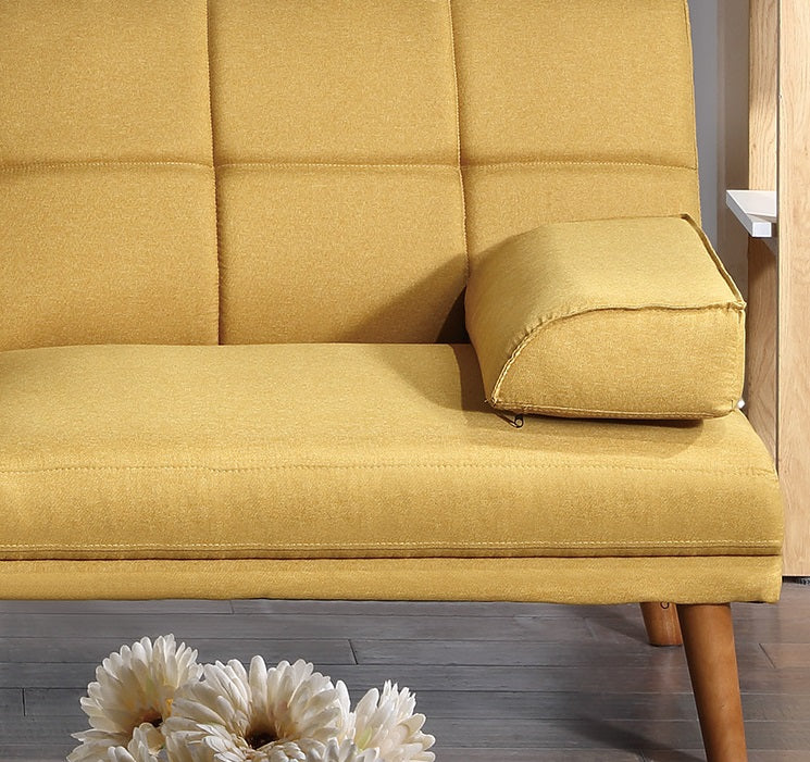 Mustard Polyfiber Adjustable Sofa Bed H4147