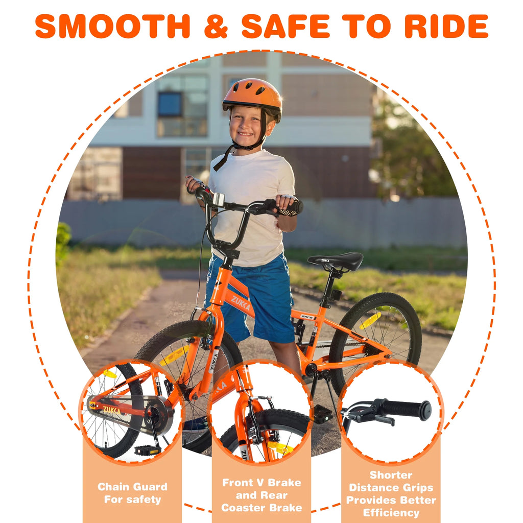 20 Inch Single Speed Boys Bike with Steel Frame Orange I28481
