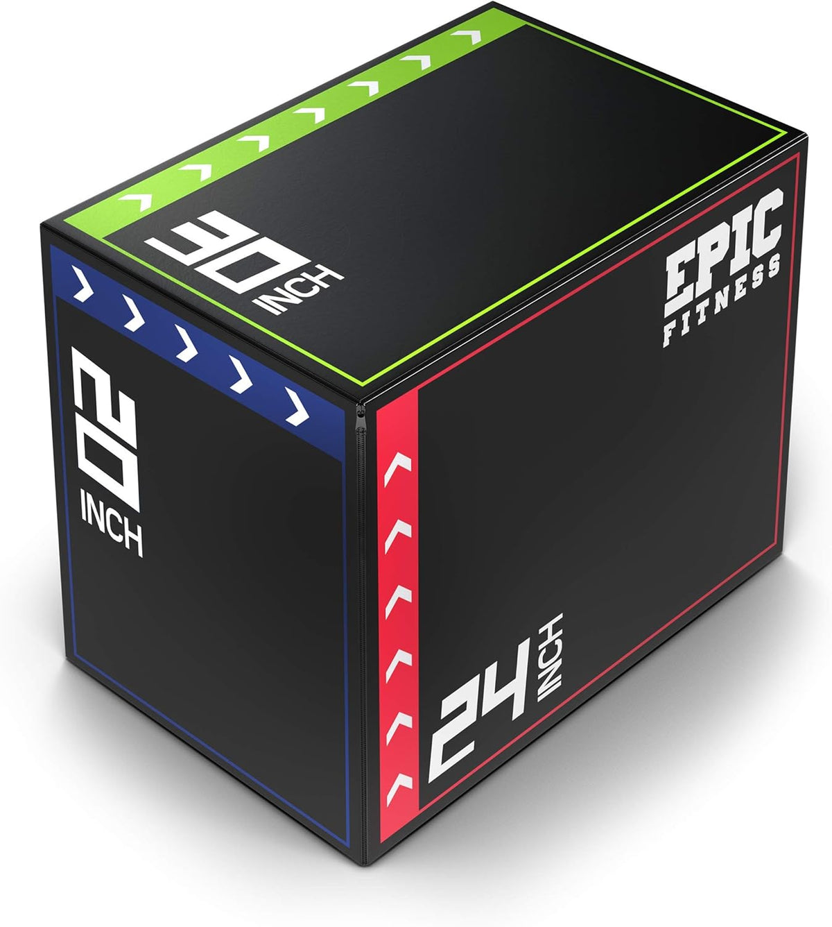 3-in-1 Foam Plyometric Jump Box with High-Density EPE Foam Core and PVC Leather Cover, 20", 24", 30" N74623