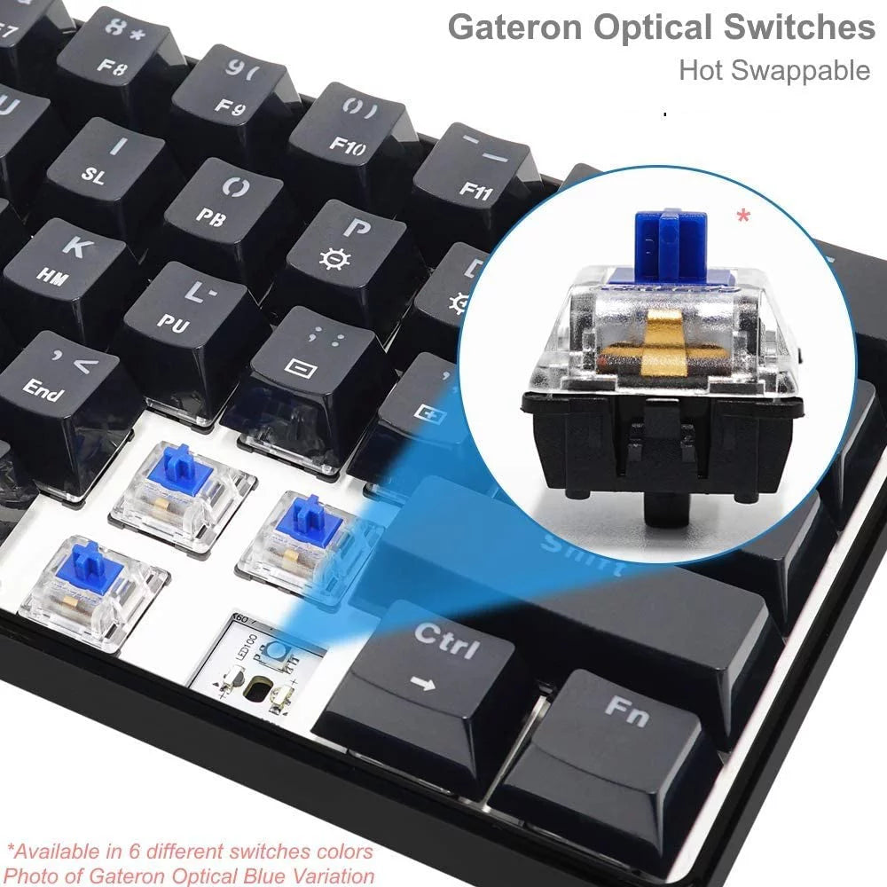 White Gateron Optical Black 61 Keys RGB Mechanical Keyboard F337302