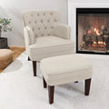 Beige Tufted Accent Chair with Ottoman I772310
