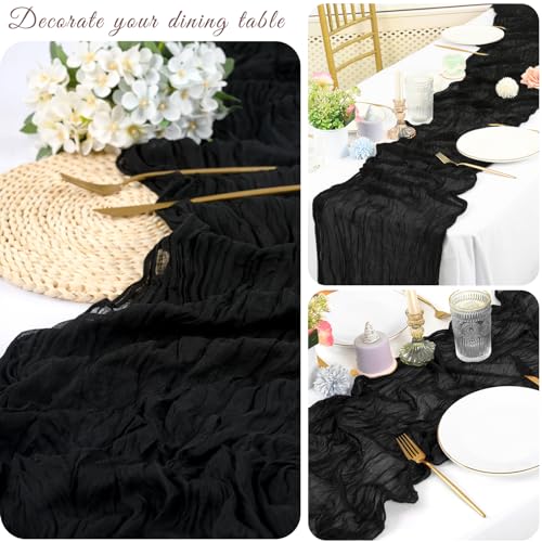 25 Pcs Ivory Cheesecloth Table Runner 10FT Rustic Wrinkled Gauze Table Runner 20x120 inch D2223