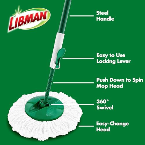 Spin Mop System with Bucket and Wringer, 2 Mop Heads C165