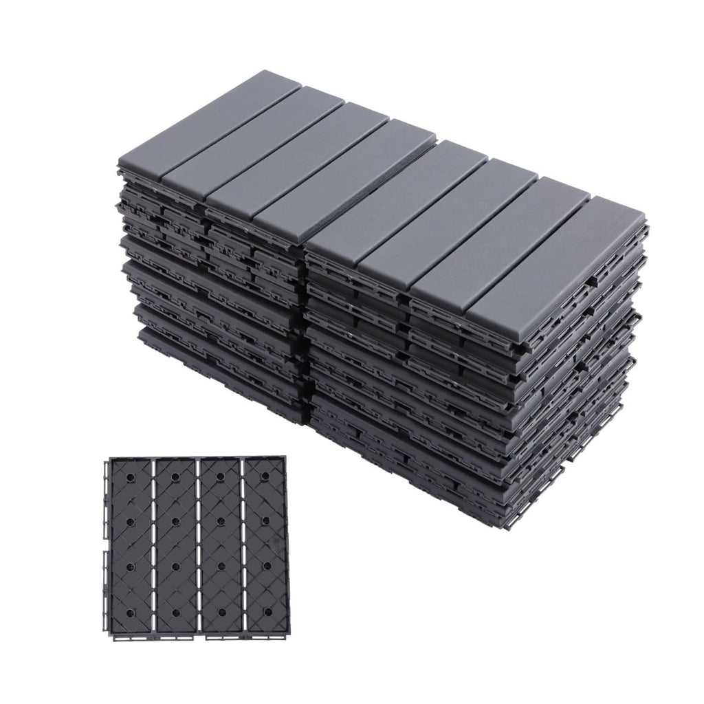 Dark Gray 12"×12" Plastic Interlocking Deck Tiles (Pack of 30) R442