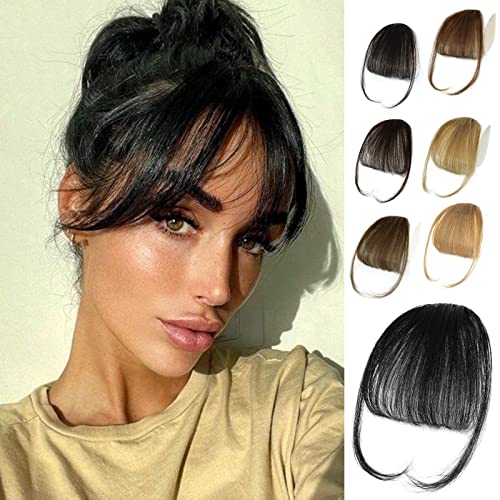 Brown Clip In Bangs Real Human Hair Extensions Wispy Bangs P57908