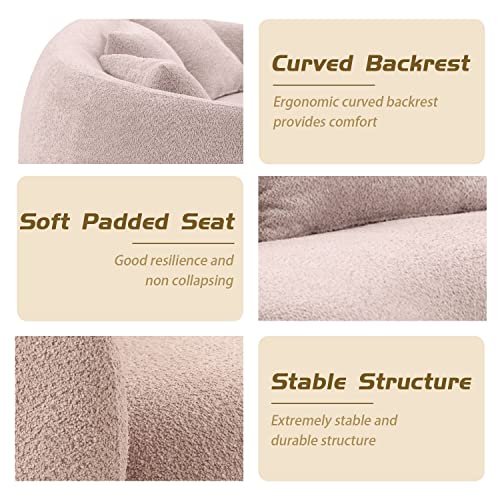Brown Boucle Fabric 3-Seat Curved Sofa G187