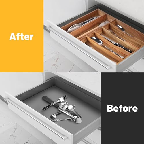 7 Slots Acacia Silverware Organizer Q804