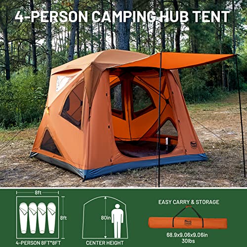 4 Person Instant Pop Up Cabin Tent with Rain Fly and Carry Bag N661750