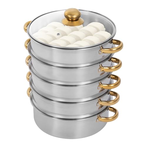 5 Tier Stainless Steel Steamer Pot with Glass Lid K597164