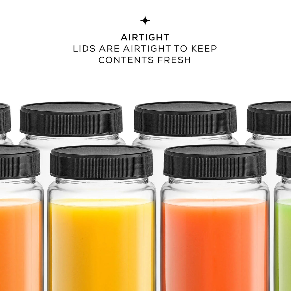 Set of 8 Glass Juice Bottles with BPA Free Lids A170339