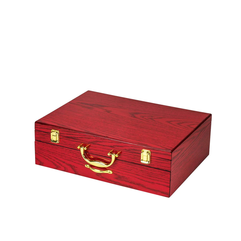75-Piece 18/10 Stainless Steel Gold-Plated Cutlery Set with Wood Storage Case D1165