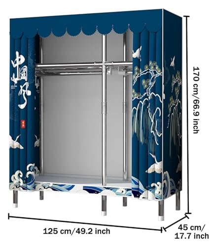 Portable Freestanding Fabric Wardrobe with Clothes Rail And Shelves X587860