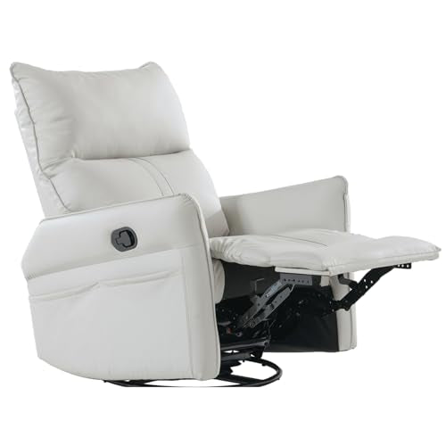 Leather Swivel Rocker Recliner with Adjustable Footrest M236