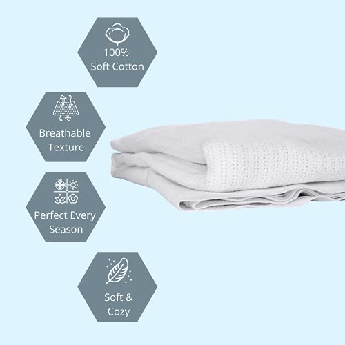 100% Cotton White Twin Thermal Blanket 66x90 Inch 2.5 lb R675947