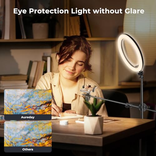 14'' Selfie Ring Light with 62'' Tripod Stand and Phone Holder, Dimmable LED Circle Lighting Q85412