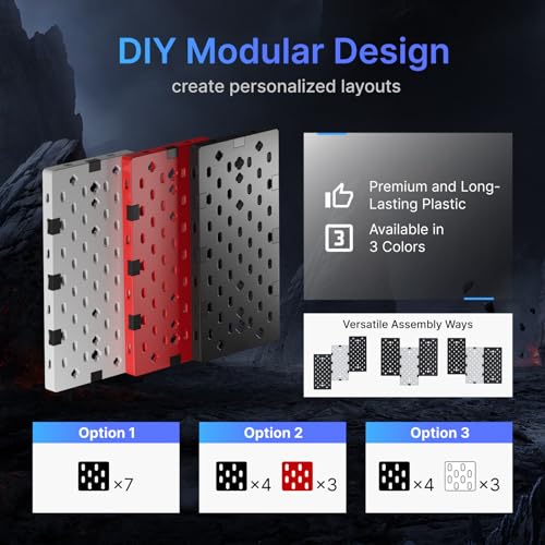 Black & Red 7pcs Pegboard Controller and Headphone Holder Wall Mount T824