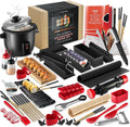 42Pcs Sushi Maker Kit with Bazooka Roller, Rice Cooker, Onigiri, Nigiri & Musubi Mold, Bamboo Rolling Mat, Knife V121