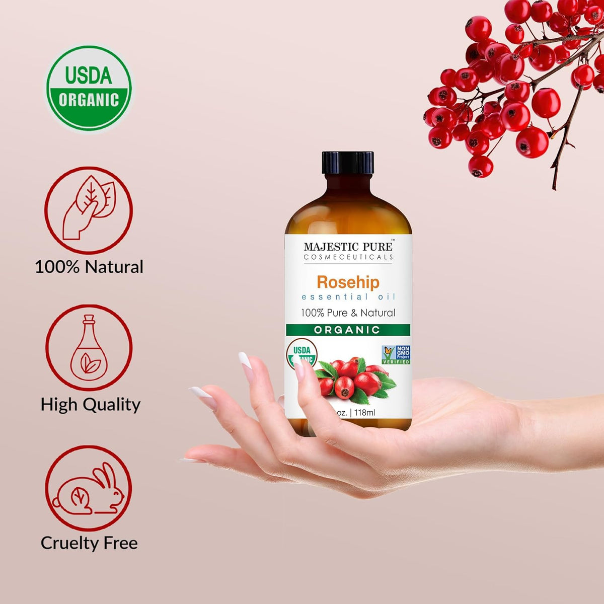 Organic Rosehip Oil 4fl oz S30004